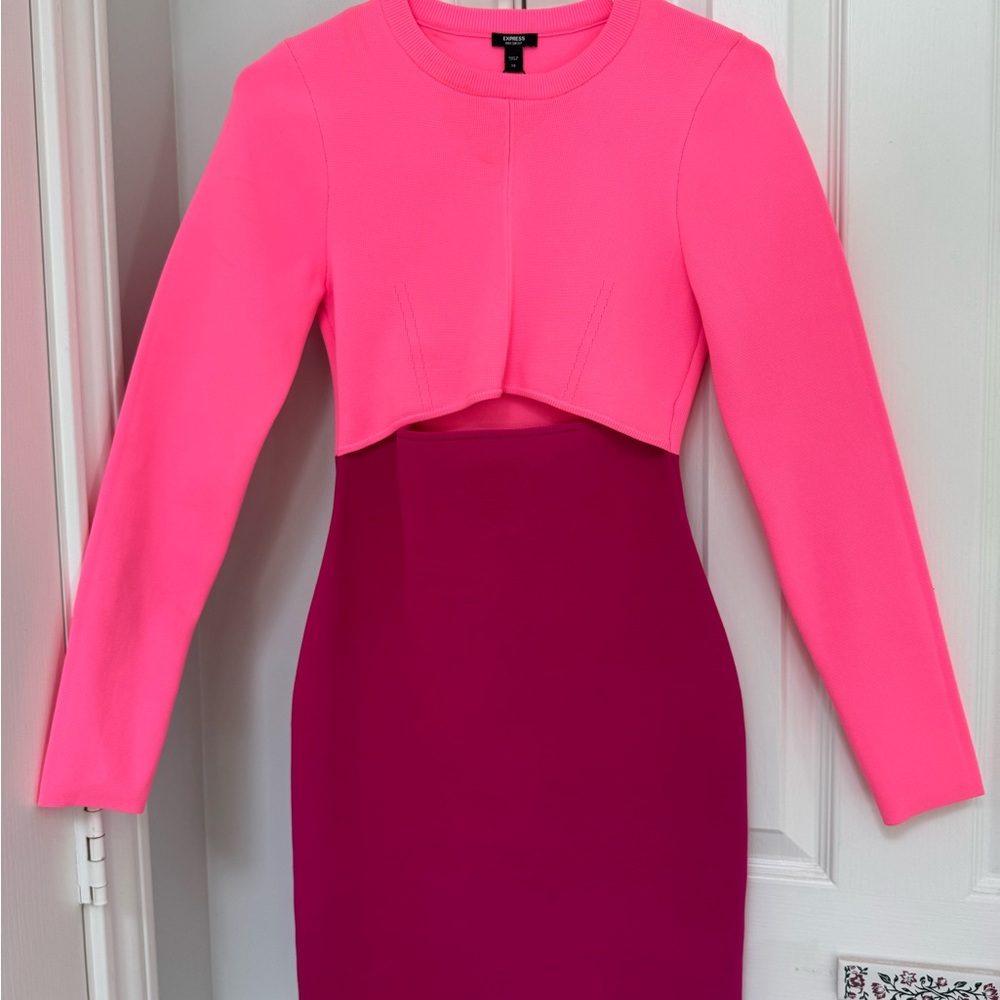 Pink Color Block Dress